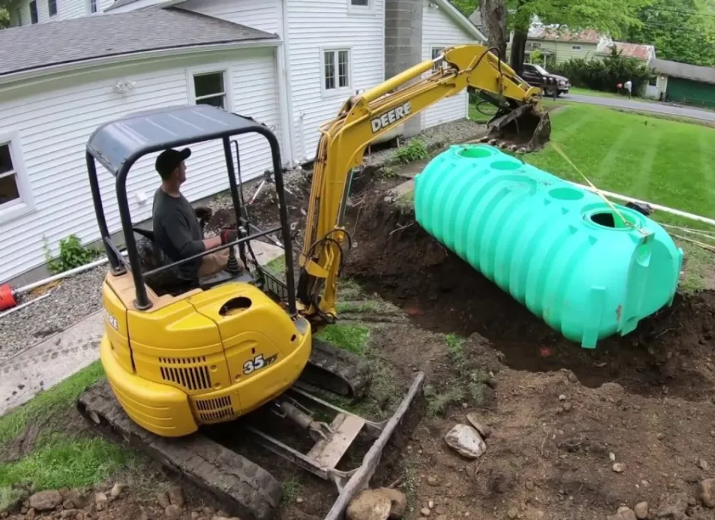 Septic tank installation in progress